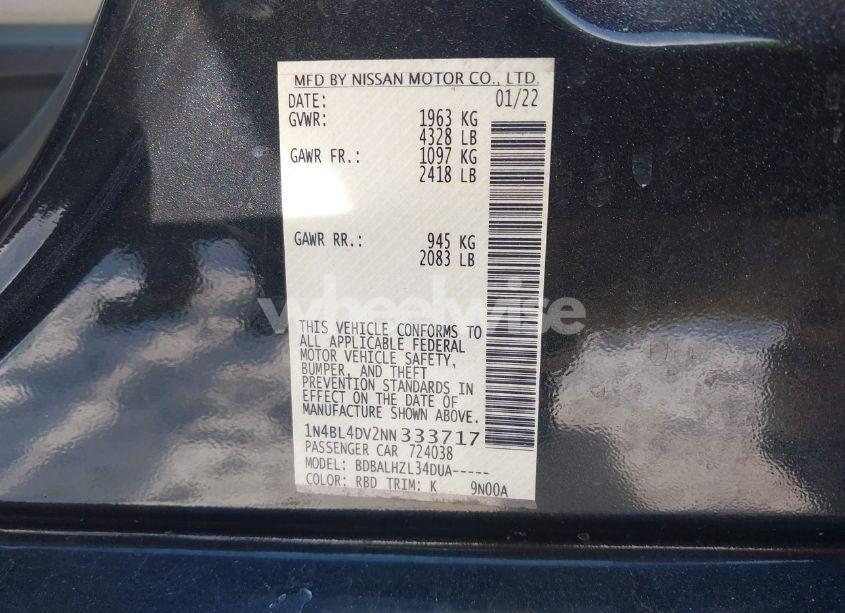 Photo 9 of 2022 Nissan Altima SV FWD (VIN 1N4BL4DV2NN333717)