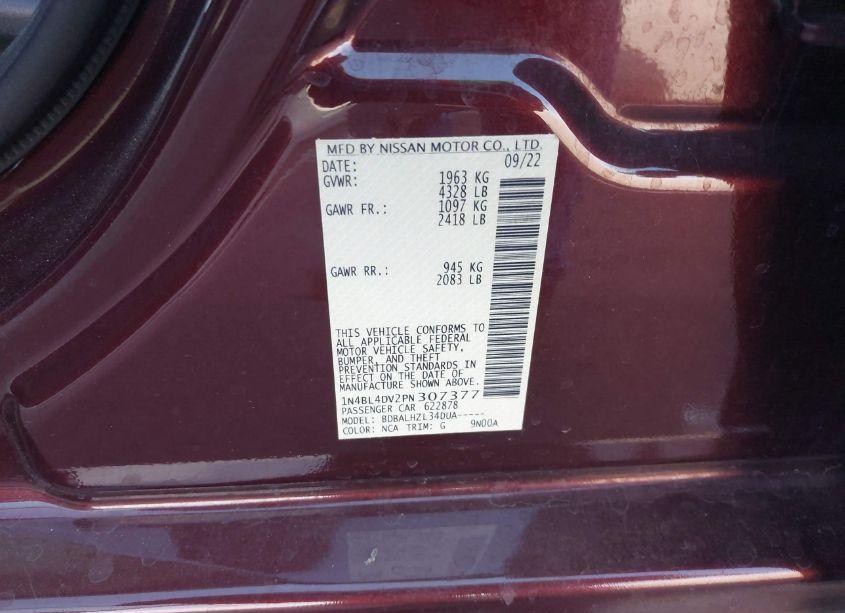 Photo 9 of 2023 Nissan Altima SV FWD (VIN 1N4BL4DV2PN307377)