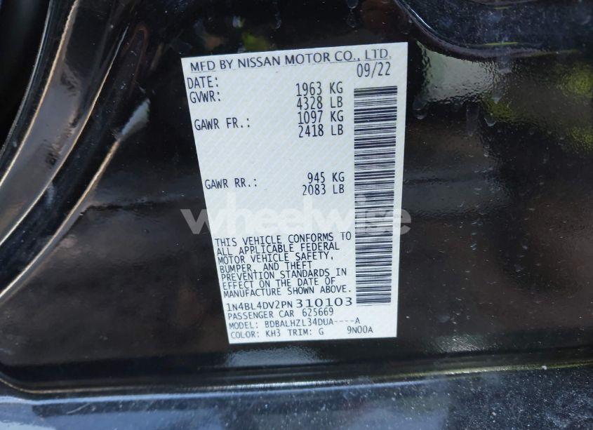 Photo 9 of 2023 Nissan Altima SV FWD (VIN 1N4BL4DV2PN310103)