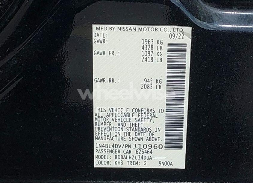 Photo 9 of 2023 Nissan Altima SV FWD (VIN 1N4BL4DV2PN310960)