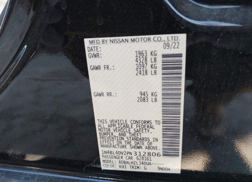 Photo 9 of 2023 Nissan Altima SV FWD (VIN 1N4BL4DV2PN312806)