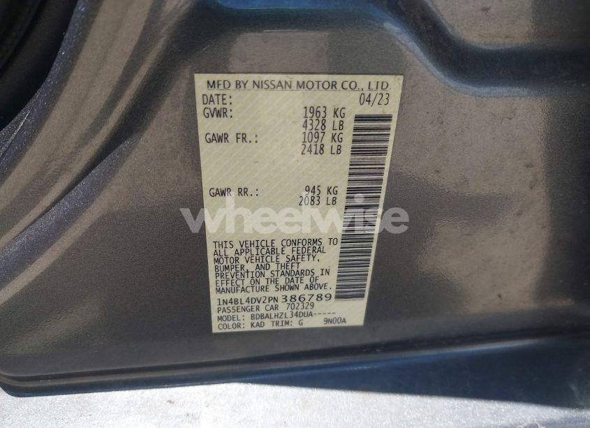 Photo 9 of 2023 Nissan Altima SV FWD (VIN 1N4BL4DV2PN386789)