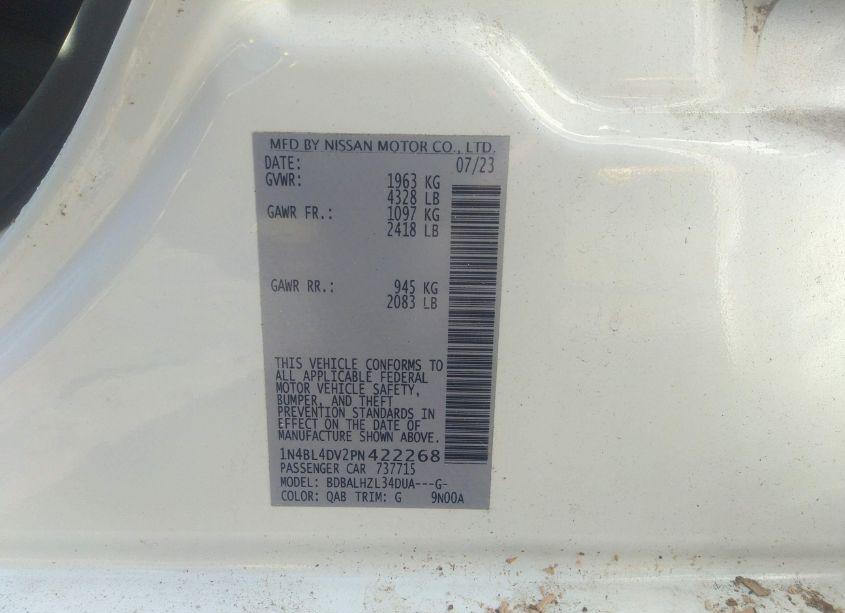 Photo 9 of 2023 Nissan Altima SV FWD (VIN 1N4BL4DV2PN422268)