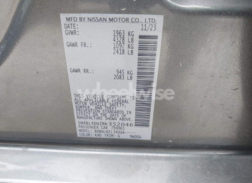 Photo 9 of 2024 Nissan Altima SV FWD (VIN 1N4BL4DV2RN352046)