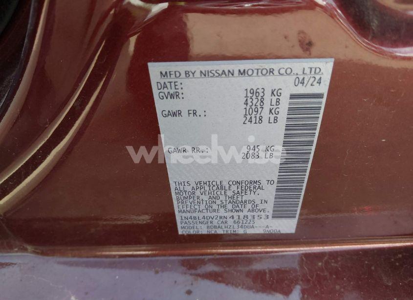 Photo 9 of 2024 Nissan Altima SV FWD (VIN 1N4BL4DV2RN418353)