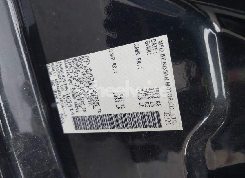 Photo 9 of 2021 Nissan Altima SV FWD (VIN 1N4BL4DV3MN365414)