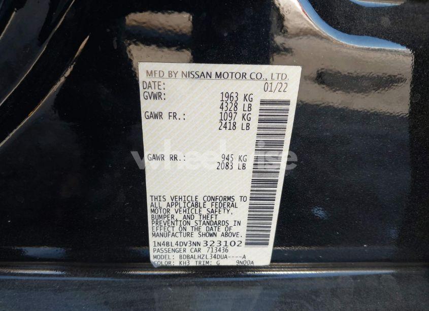 Photo 9 of 2022 Nissan Altima SV FWD (VIN 1N4BL4DV3NN323102)