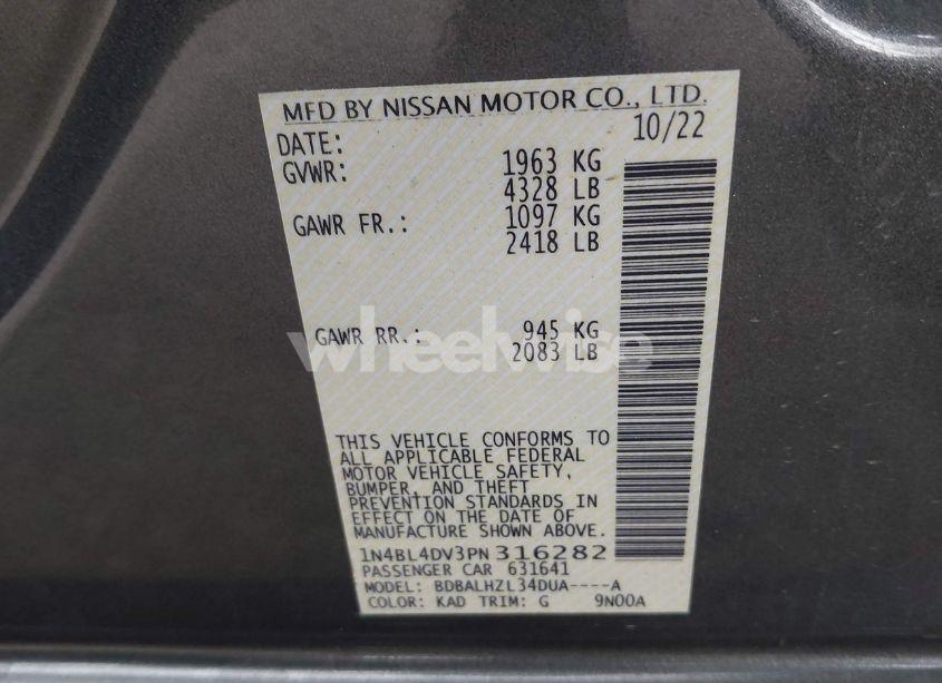 Photo 9 of 2023 Nissan Altima SV FWD (VIN 1N4BL4DV3PN316282)