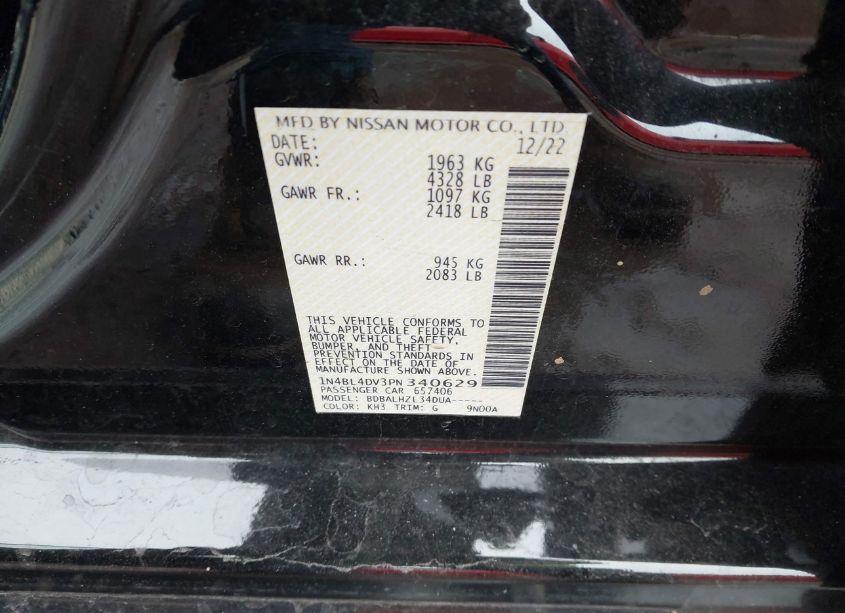 Photo 9 of 2023 Nissan Altima SV FWD (VIN 1N4BL4DV3PN340629)