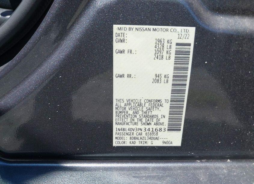 Photo 9 of 2023 Nissan Altima SV FWD (VIN 1N4BL4DV3PN341683)