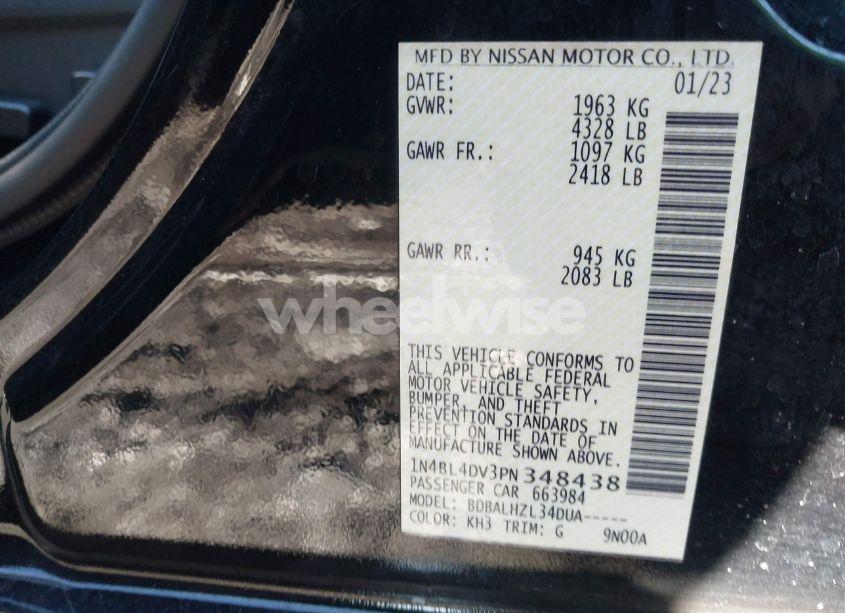 Photo 9 of 2023 Nissan Altima SV FWD (VIN 1N4BL4DV3PN348438)