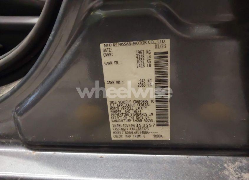 Photo 9 of 2023 Nissan Altima SV FWD (VIN 1N4BL4DV3PN353557)