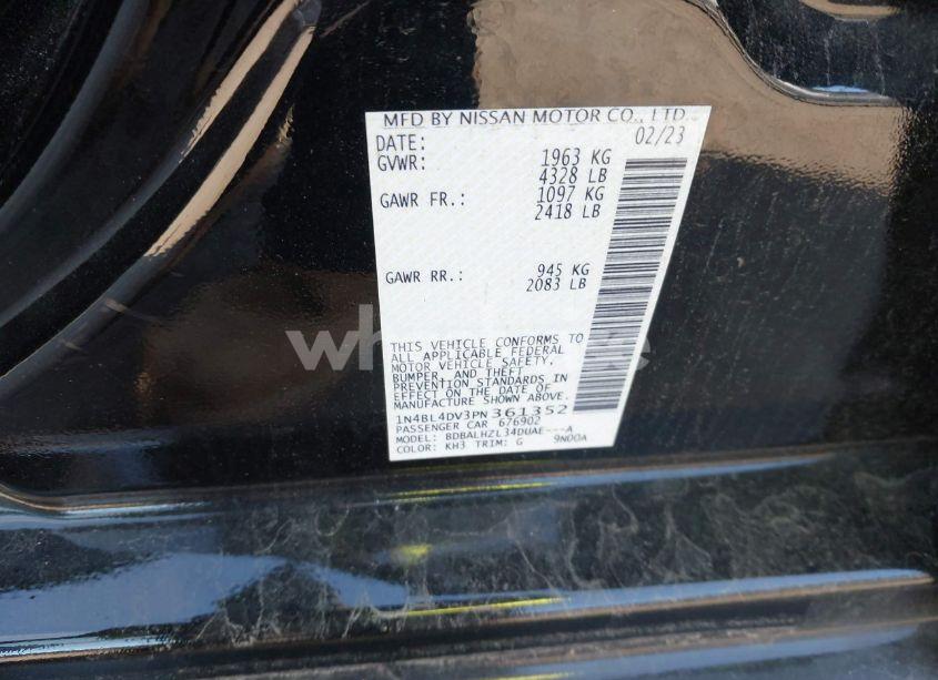 Photo 9 of 2023 Nissan Altima SV FWD (VIN 1N4BL4DV3PN361352)