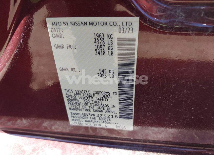 Photo 9 of 2023 Nissan Altima SV FWD (VIN 1N4BL4DV3PN375218)