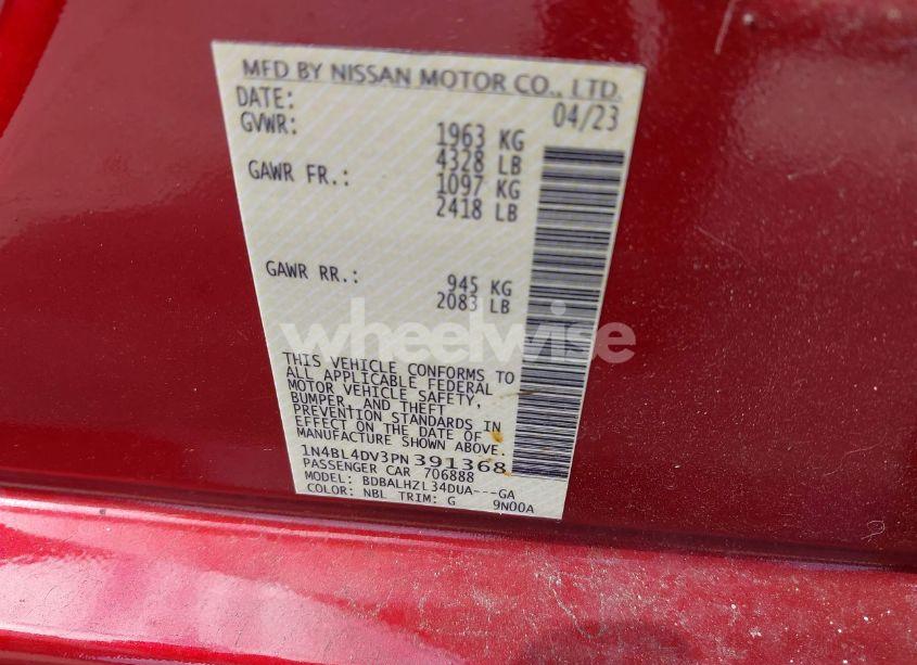 Photo 9 of 2023 Nissan Altima SV FWD (VIN 1N4BL4DV3PN391368)