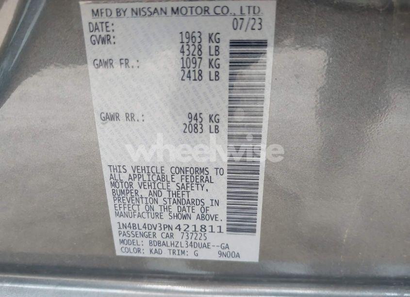 Photo 9 of 2023 Nissan Altima SV FWD (VIN 1N4BL4DV3PN421811)