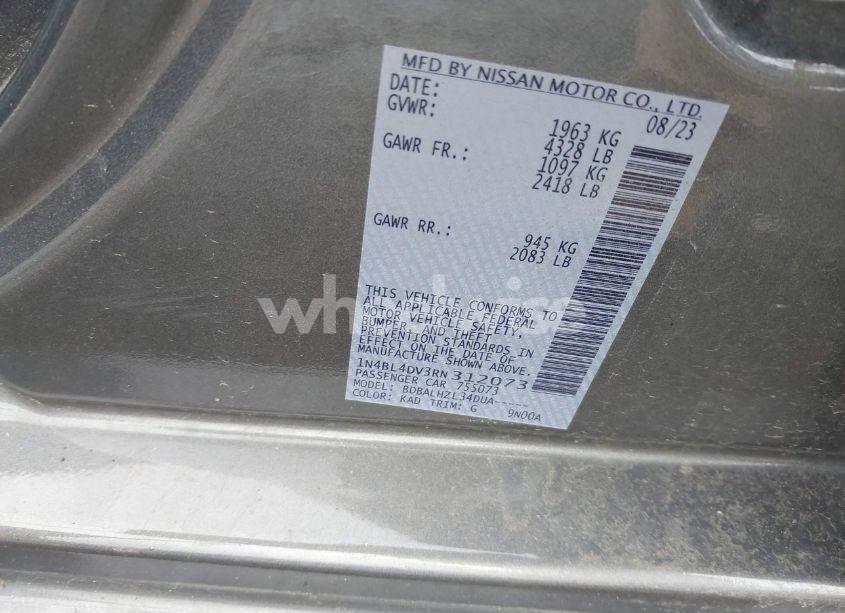 Photo 9 of 2024 Nissan Altima SV FWD (VIN 1N4BL4DV3RN312073)