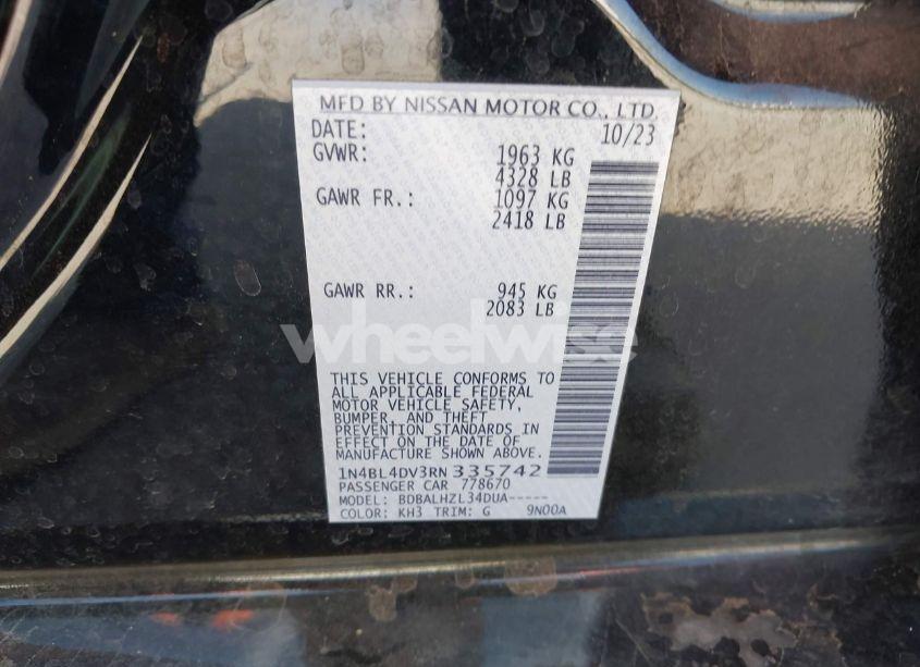 Photo 9 of 2024 Nissan Altima SV FWD (VIN 1N4BL4DV3RN335742)