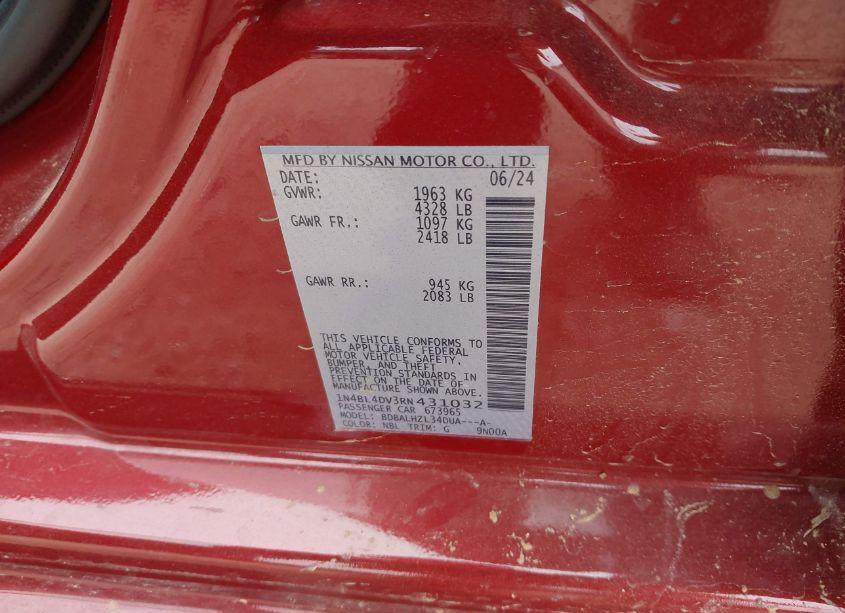 Photo 9 of 2024 Nissan Altima SV (VIN 1N4BL4DV3RN431032)