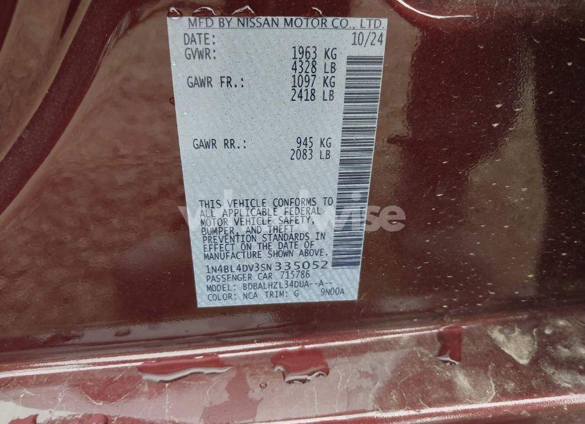 Photo 9 of 2025 Nissan Altima SV FWD (VIN 1N4BL4DV3SN335052)