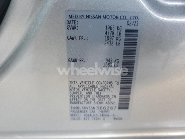 Photo 5 of 2025 NISSAN ALTIMA SV (VIN 1N4BL4DV3SN366267)