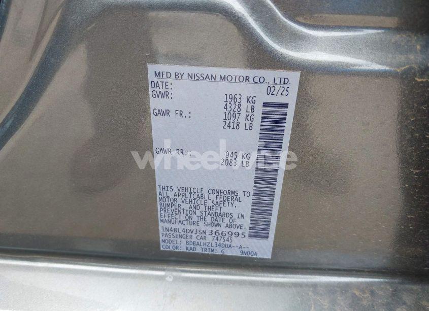 Photo 9 of 2025 Nissan Altima SV FWD (VIN 1N4BL4DV3SN366995)