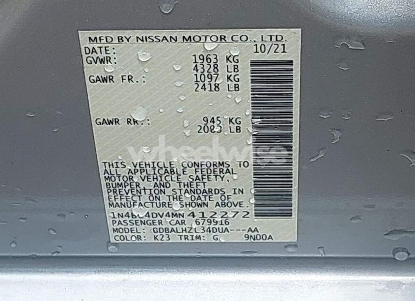 Photo 9 of 2021 Nissan Altima SV FWD (VIN 1N4BL4DV4MN412272)