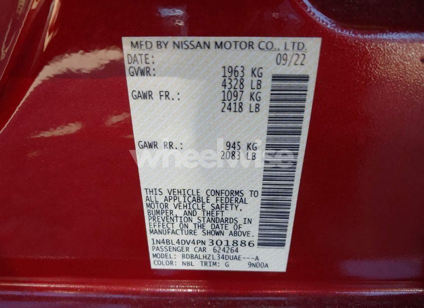 Photo 9 of 2023 Nissan Altima SV FWD (VIN 1N4BL4DV4PN301886)