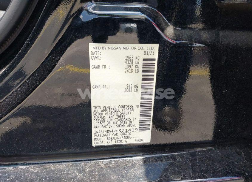 Photo 9 of 2023 Nissan Altima SV FWD (VIN 1N4BL4DV4PN371419)