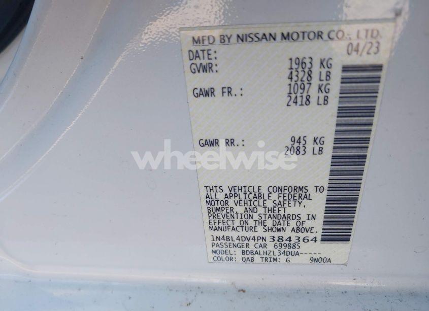 Photo 9 of 2023 Nissan Altima SV FWD (VIN 1N4BL4DV4PN384364)