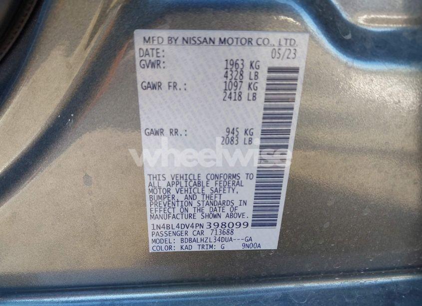 Photo 9 of 2023 Nissan Altima SV FWD (VIN 1N4BL4DV4PN398099)