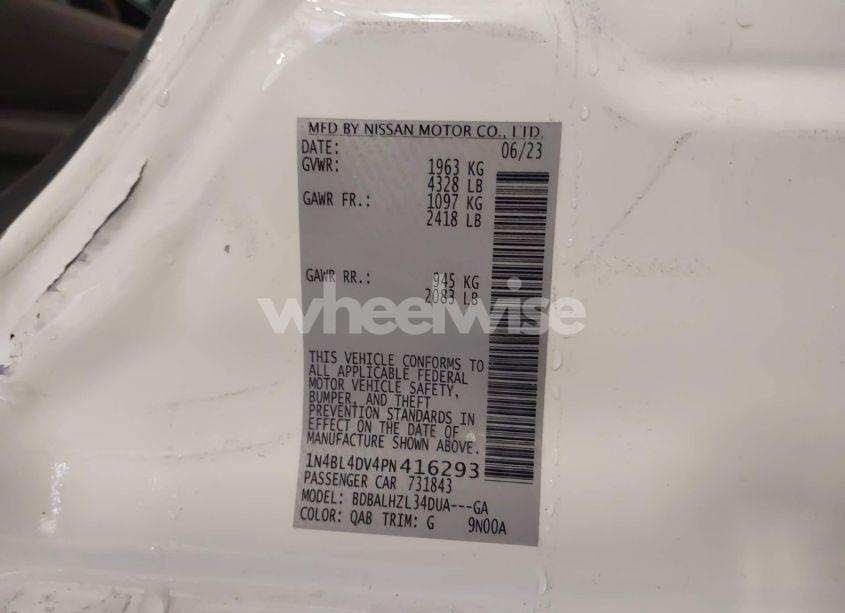 Photo 9 of 2023 Nissan Altima SV FWD (VIN 1N4BL4DV4PN416293)