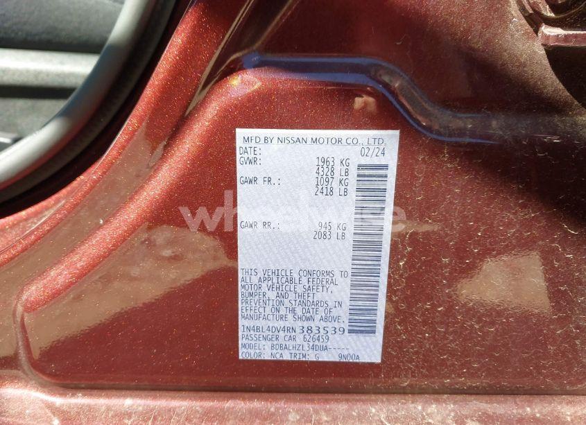 Photo 9 of 2024 Nissan Altima SV FWD (VIN 1N4BL4DV4RN383539)