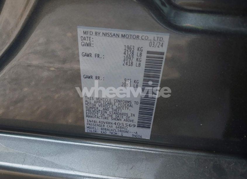 Photo 9 of 2024 Nissan Altima SV FWD (VIN 1N4BL4DV4RN405569)