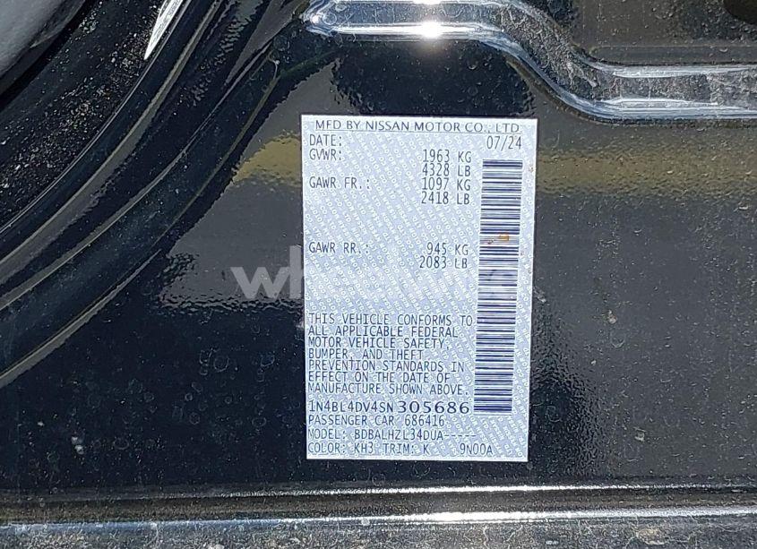 Photo 9 of 2025 Nissan Altima SV FWD (VIN 1N4BL4DV4SN305686)