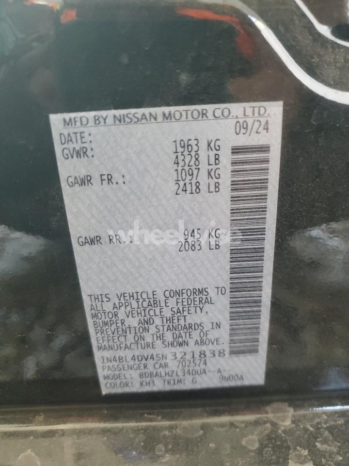 Photo 12 of 2025 NISSAN ALTIMA SV (VIN 1N4BL4DV4SN321838)