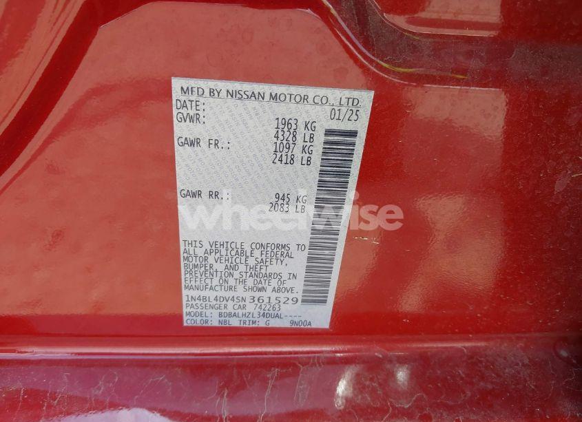 Photo 9 of 2025 Nissan Altima SV FWD (VIN 1N4BL4DV4SN361529)