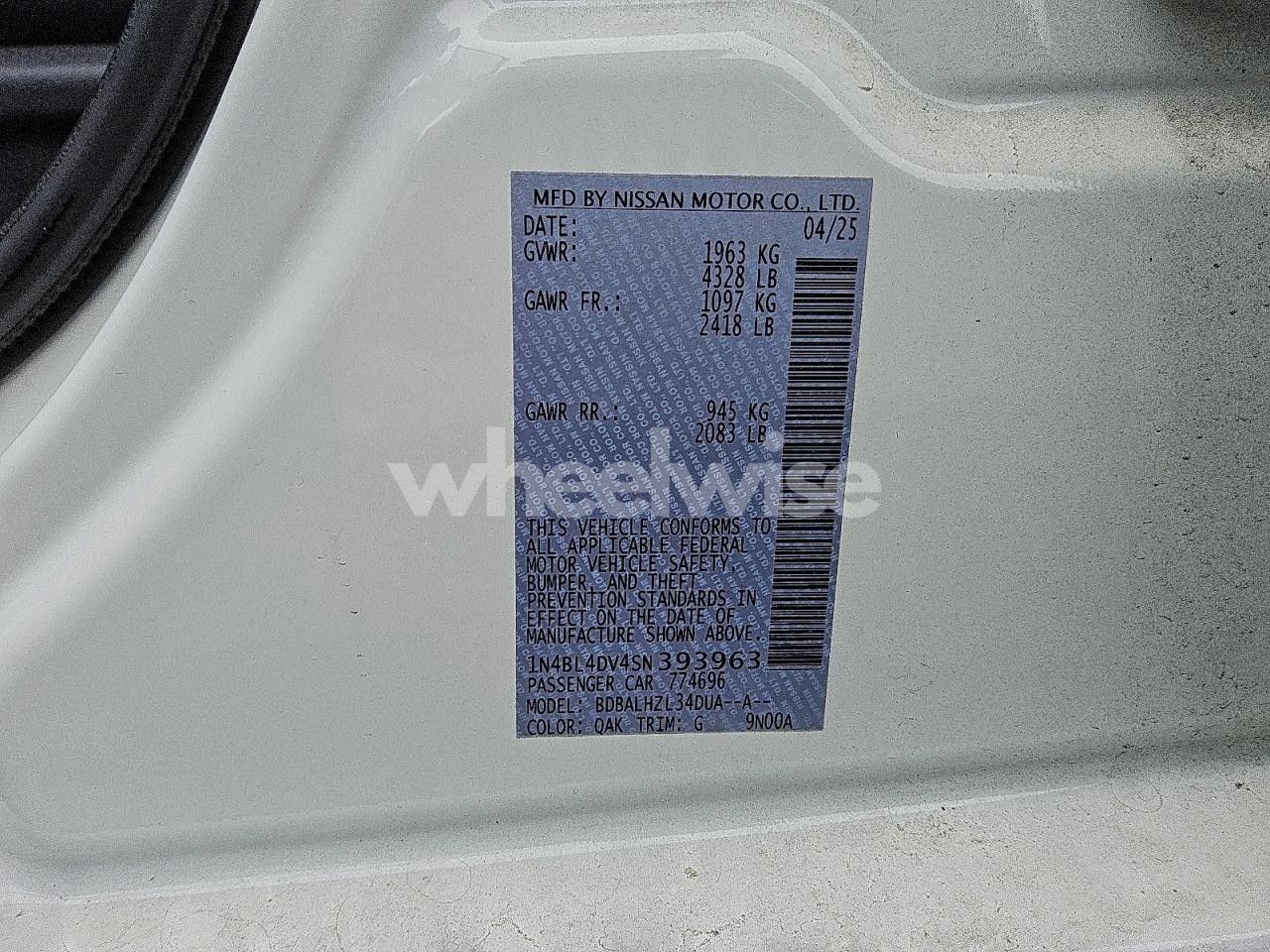 Photo 13 of 2025 NISSAN ALTIMA SV (VIN 1N4BL4DV4SN393963)