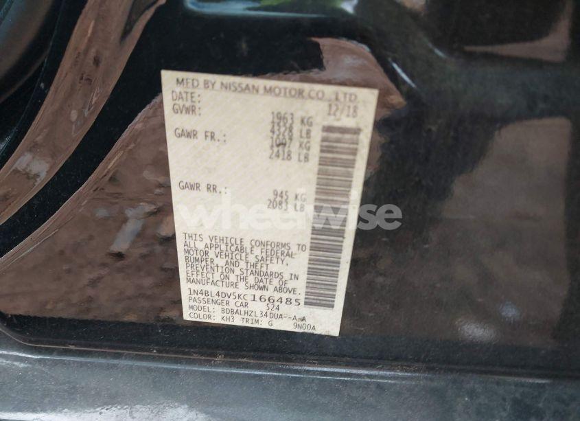 Photo 9 of 2019 Nissan Altima 2.5 SV (VIN 1N4BL4DV5KC166485)