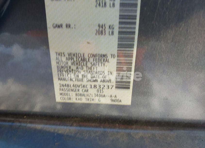 Photo 9 of 2019 Nissan Altima 2.5 SV (VIN 1N4BL4DV5KC183237)