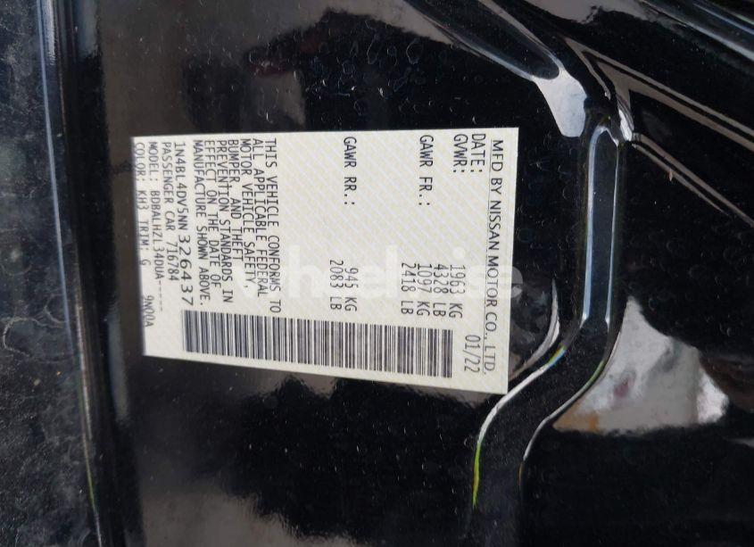 Photo 9 of 2022 Nissan Altima SV FWD (VIN 1N4BL4DV5NN326437)