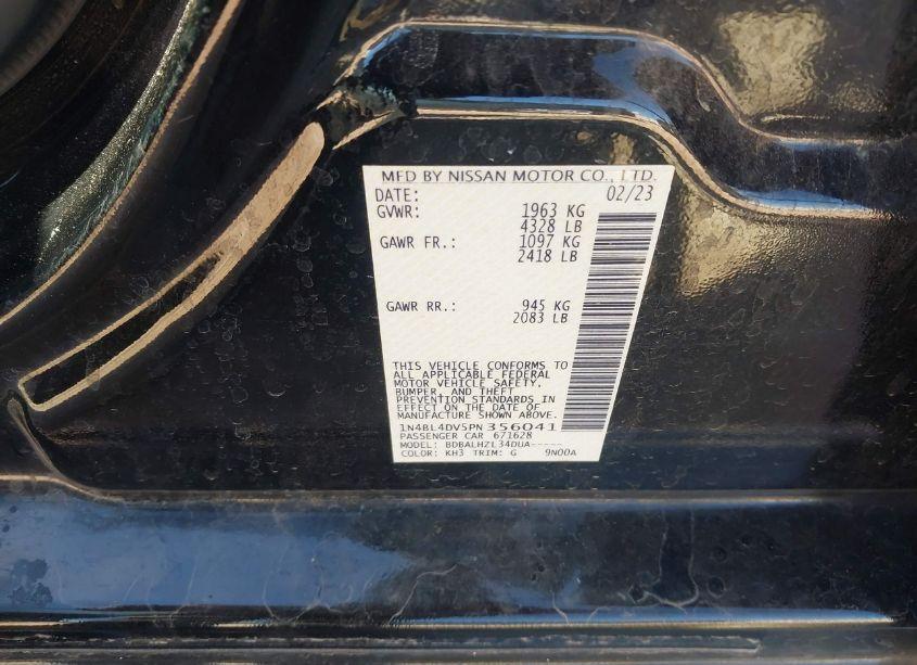 Photo 9 of 2023 Nissan Altima SV FWD (VIN 1N4BL4DV5PN356041)