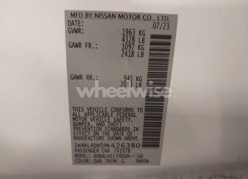 Photo 9 of 2023 Nissan Altima SV FWD (VIN 1N4BL4DV5PN426380)
