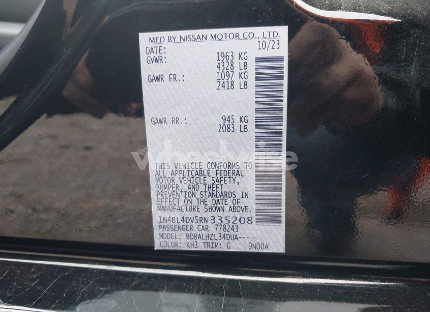 Photo 9 of 2024 Nissan Altima SV FWD (VIN 1N4BL4DV5RN335208)