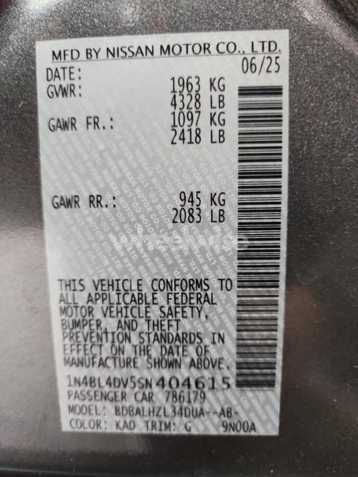 Photo 12 of 2025 NISSAN ALTIMA SV (VIN 1N4BL4DV5SN404615)