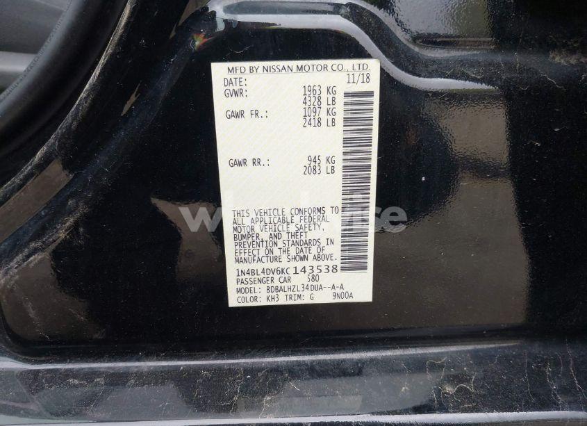 Photo 9 of 2019 Nissan Altima 2.5 SV (VIN 1N4BL4DV6KC143538)