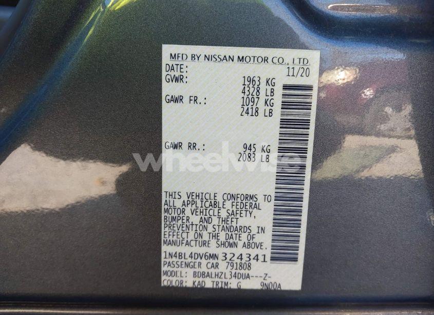 Photo 9 of 2021 Nissan Altima SV FWD (VIN 1N4BL4DV6MN324341)