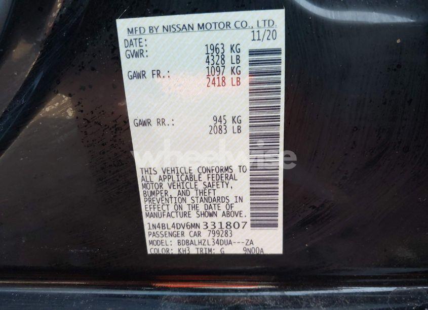 Photo 9 of 2021 Nissan Altima SV FWD (VIN 1N4BL4DV6MN331807)