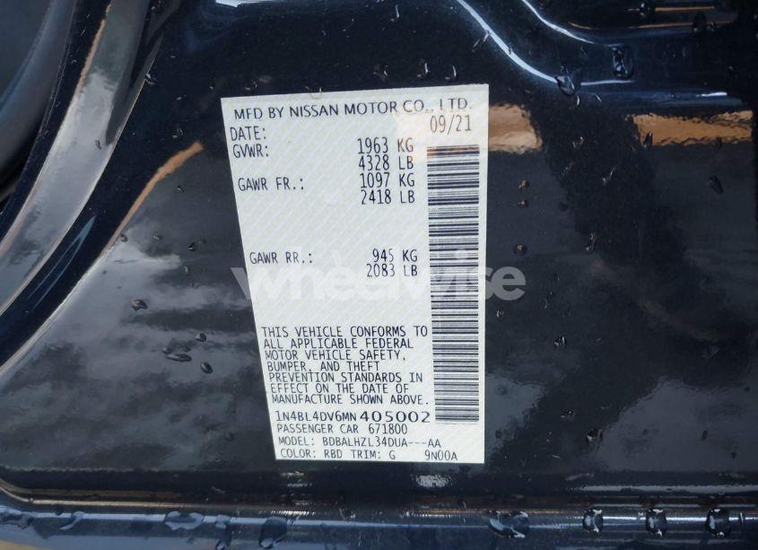 Photo 9 of 2021 Nissan Altima SV FWD (VIN 1N4BL4DV6MN405002)