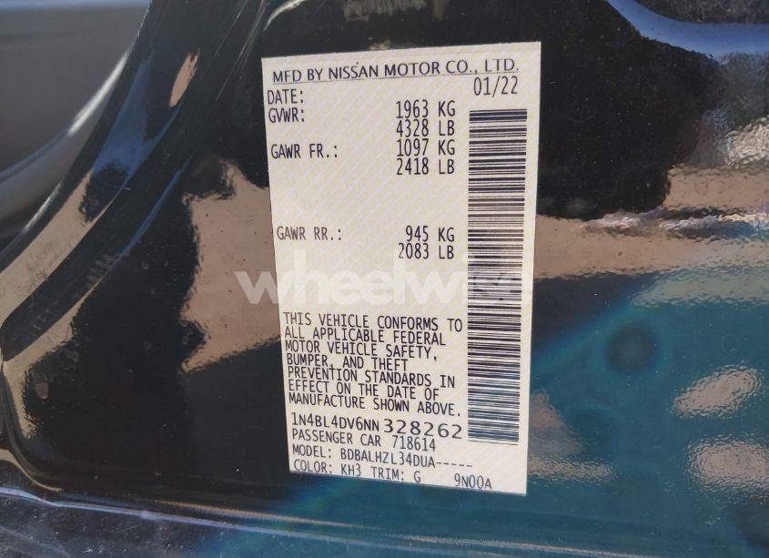 Photo 9 of 2022 Nissan Altima SV FWD (VIN 1N4BL4DV6NN328262)